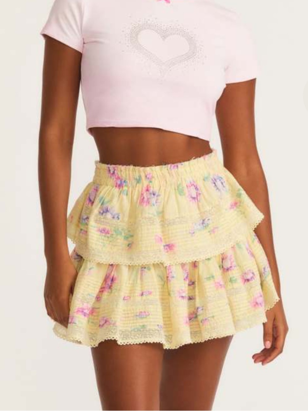 LoveShackFancy Ruffle Mini Skirt in Bright Azalea